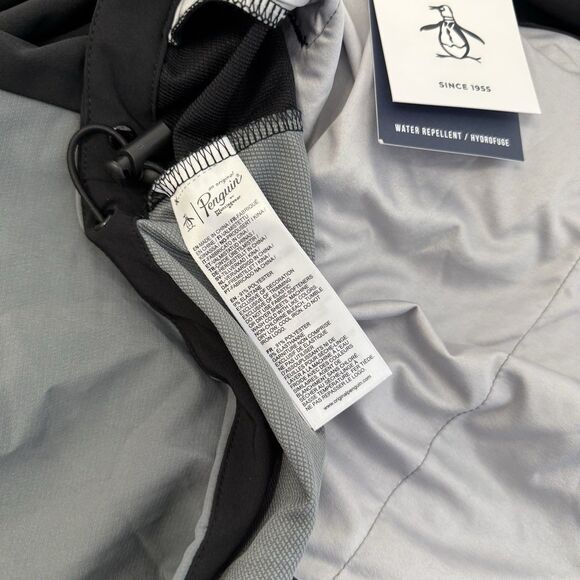 Original Penguin Sport 1/4 Zip Hooded Jacket Mens Gray Black Large NWT $110 - Picture 5 of 10